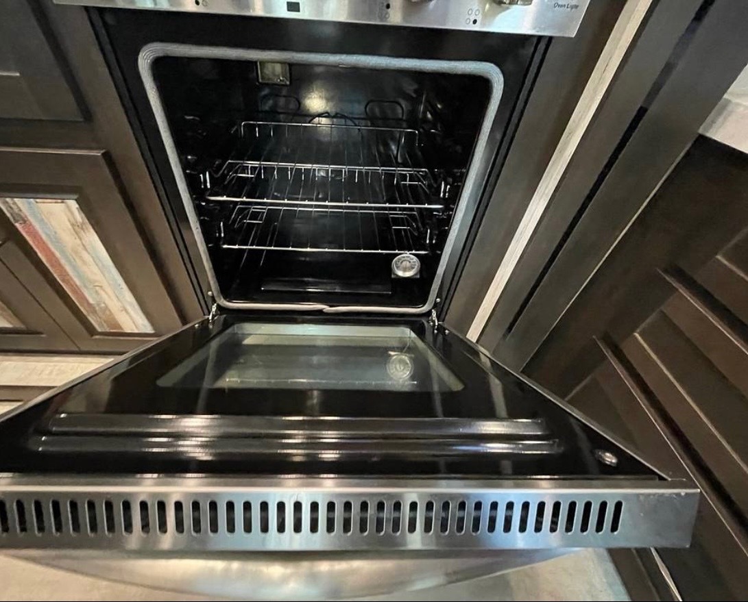 Convection oven interior showing multiple racks and spacious cooking cavity